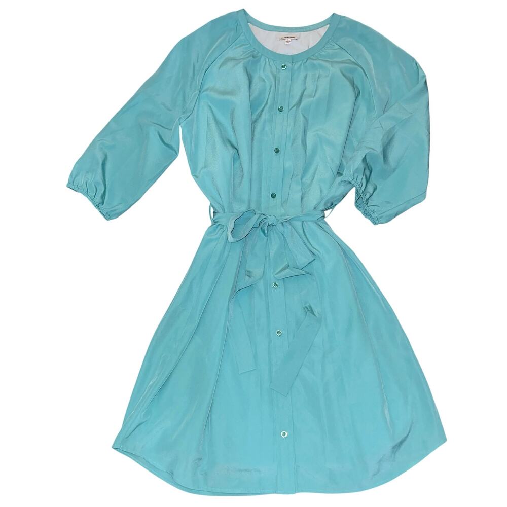 J. Peterman Aqua/Turquoise Button-Front Midi Dress - Picture 3 of 9